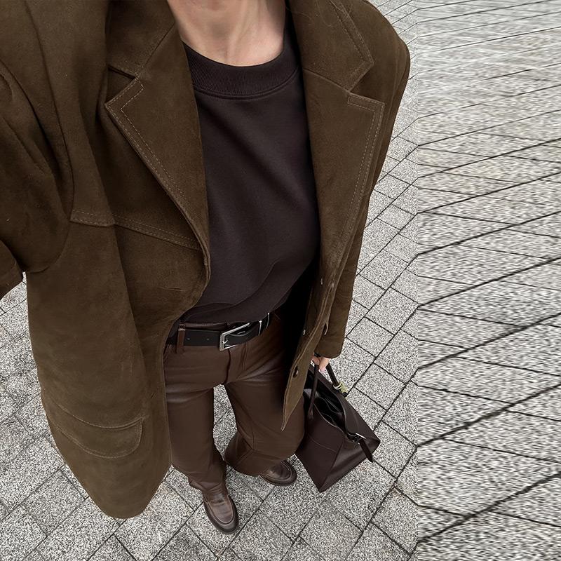 Vintage Suede Jackets Female Casual Loose V Neck Single Breasted Coats Female 2024 Autumn Winter Fashion Solid Outwears Lady