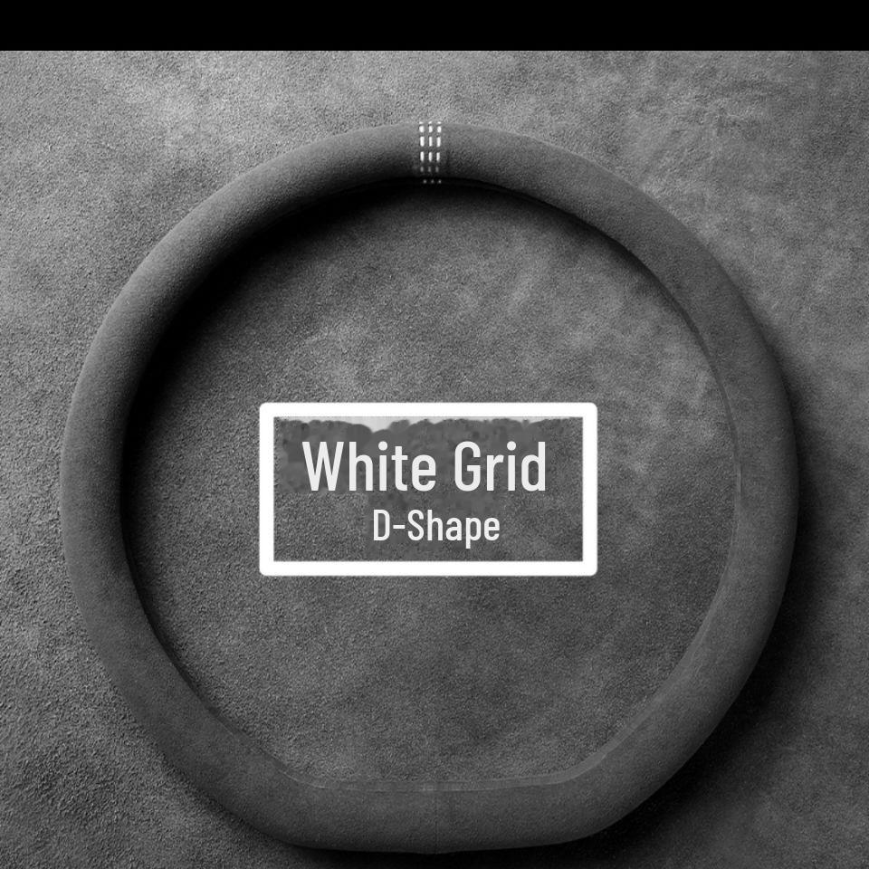 All-Season Suede Leather Steering Wheel Cover, Anti-Fade, No Lint, Round D-Shaped Design