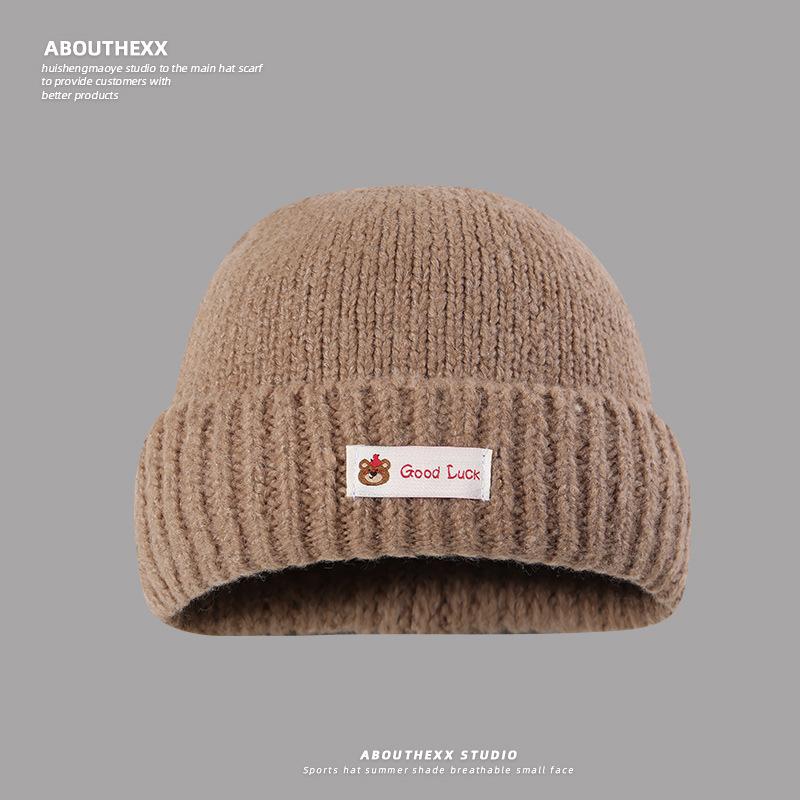 New Autumn and Winter Big Head Warm Hat for Women Showing Face Small Knitted Hat Outdoor Casual Ear Protection Cold Hat Men Pull Out Hat