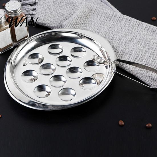 Snail Eating Set Stainless Steel Escargot Plate with Forks, 6/12 Hole Gratin Dish for Oven, Serving Tray Non-Slip Grooves, Elegant Appetizer Seafood,