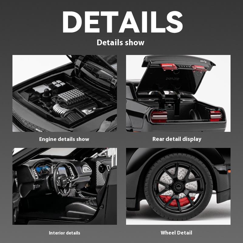 1/24 Dodge Challenger Hellcat Redeye Металлическая литая модель автомобиля Игрушка-украшение с высокой степенью детализации Звук и свет Оттянуть назад Праздничные подарки