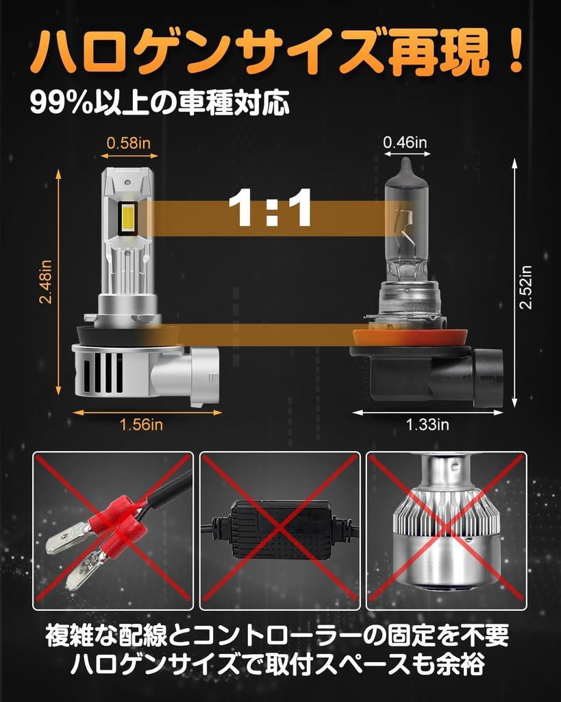 Светодиодная фара BORDAN H11, Совместима с техосмотром автомобиля, Светодиод H8/H11/H16, Белый, Взрывной свет, 20 000