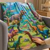 Dinosaur Blanket for Kids, Soft Flannel Throw Blanket with Precision Seams, Double-Sided Warm Nap Blanket, Role-Play Cape Machine Washable Kids