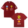 Мужская и женская оверсайз футболка Ferrari F1 Racing с классическим принтом логотипа спонсора, короткий рукав, повседневная одежда в стиле мотоспорта, уличная одежда