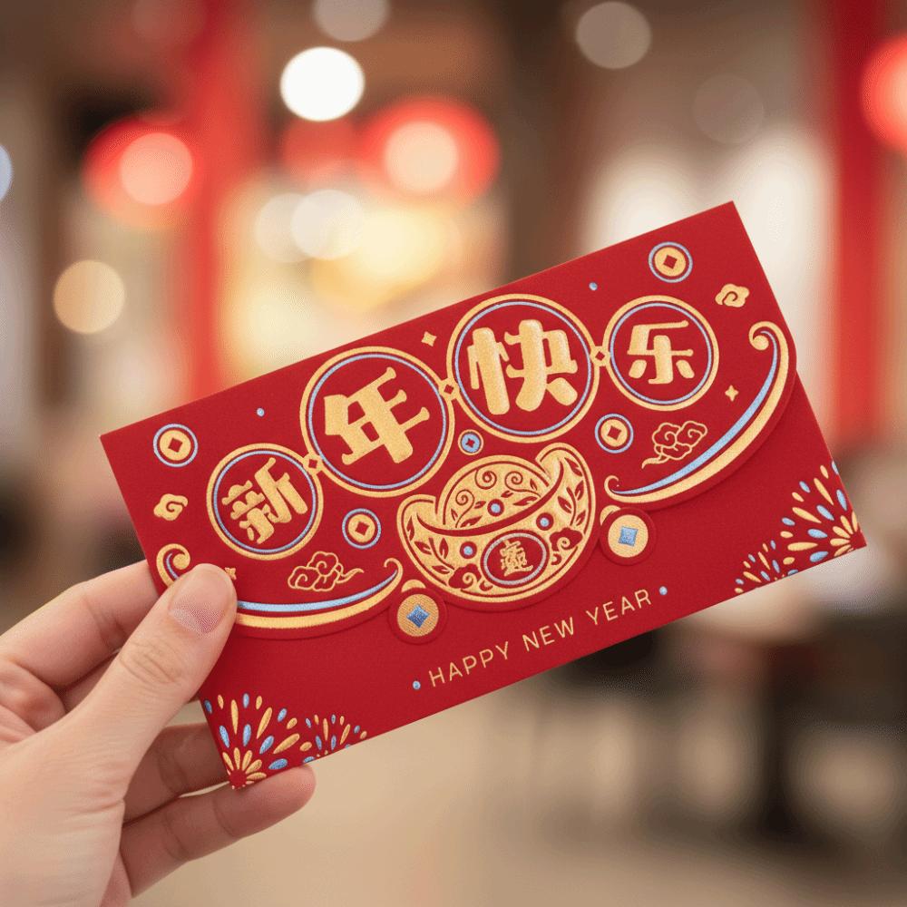 2pcs Flocking New Year Red Pocket Blessing Good Lucky Red Packets  Lunar New Year Gifts