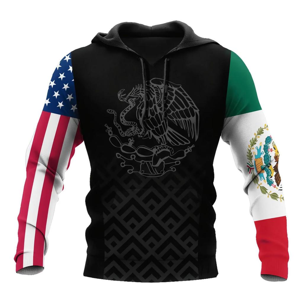 2025 Europe, America, Europe and America men's sweater Mexico logo boys sweater 3D printing autumn and winter hooded sweater
