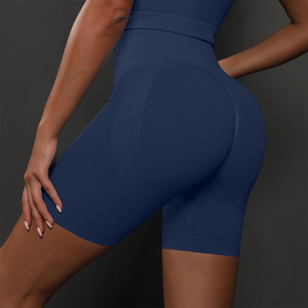 Women's Seamless Yoga Peach Pants, Running Fitness Shorts, Solid Color Shorts, Breathable Shorts