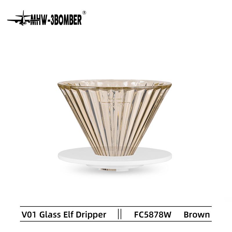 MHW-3BOMBER Glass Coffee Dripper Reusable Cone Pour Over Coffee Dripper with Filter Paper Professional Home Baristas Accessories