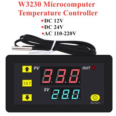 W3230 Микрокомпьютерный контроллер температуры 12 В 24 В переменного тока 110-220 В Цифровой термостат со светодиодным дисплеем Прибор управления отоплением и охлаждением
