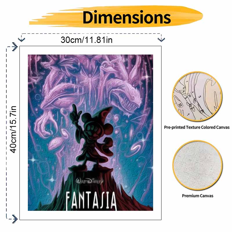 Disney Fantasia Mickey Mouse Digital Oil Painting Art Kit Hand Painted Home Decor