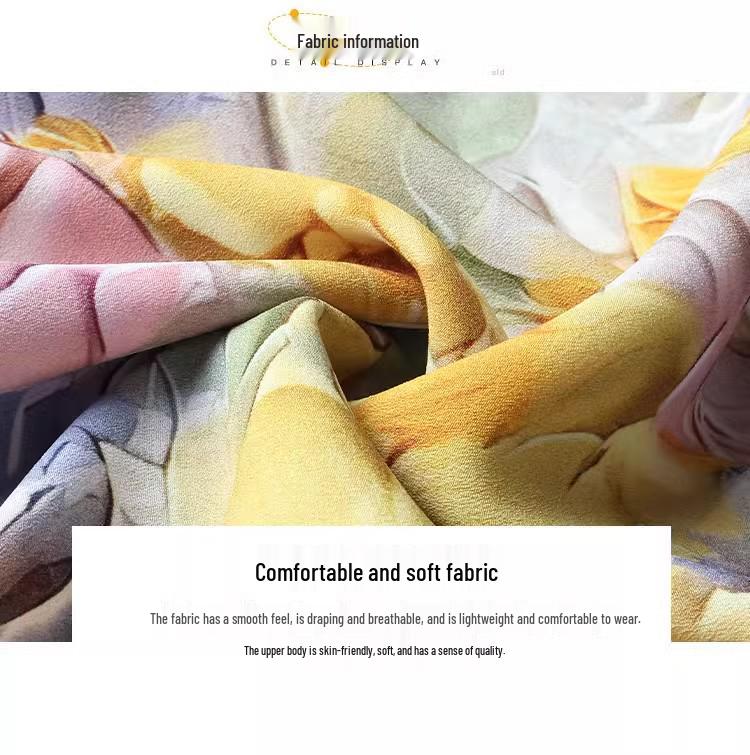 Женский свободный шифоновый топ со средним рукавом: Летняя мода 2024 - Универсальный и приталенный крой, Идеально для изысканного образа