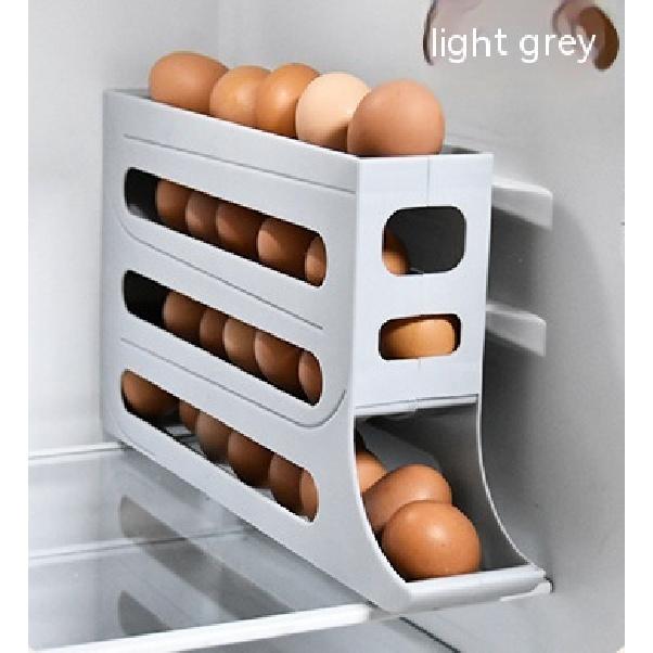 Refrigerator 4-Layer Automatic Egg Roller Sliding Egg Tray Refrigerator Side Door Large Capacity Holder Egg Storage Box Kitchen Gadgets