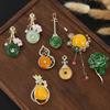 1PC Chinese Style Green Crystal Women Fashion Exquisite Gourd Shape Brooch Collar Pin Alloy Label