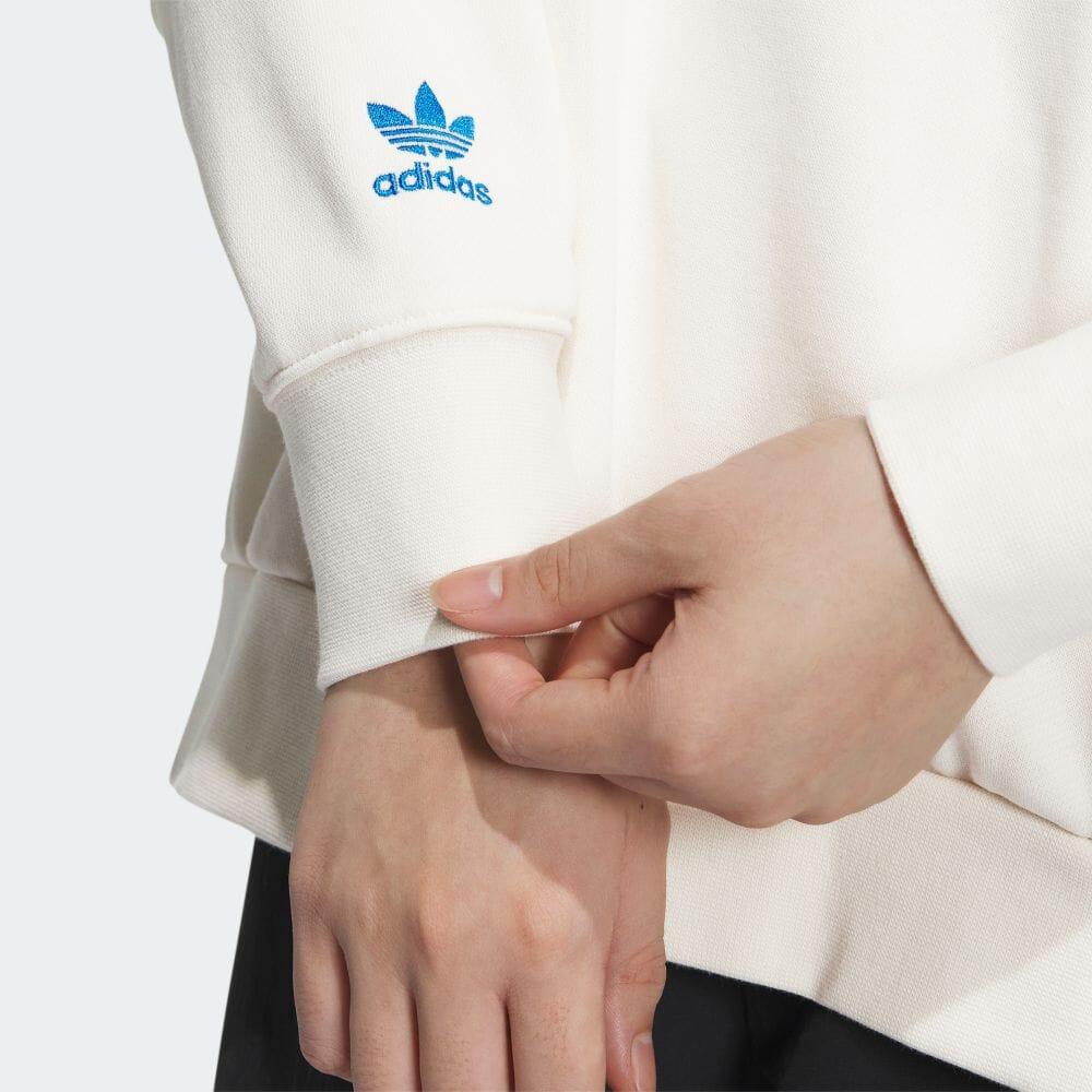 Women's Adidas Originals Sweatshirts Women's White Crew Neck Moderate Straight Fit
