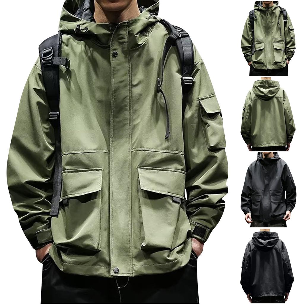 Autumn And Winter Men's Solid Color Outdoor Mountaineering Rushsuit Work Clothes Hooded Coat