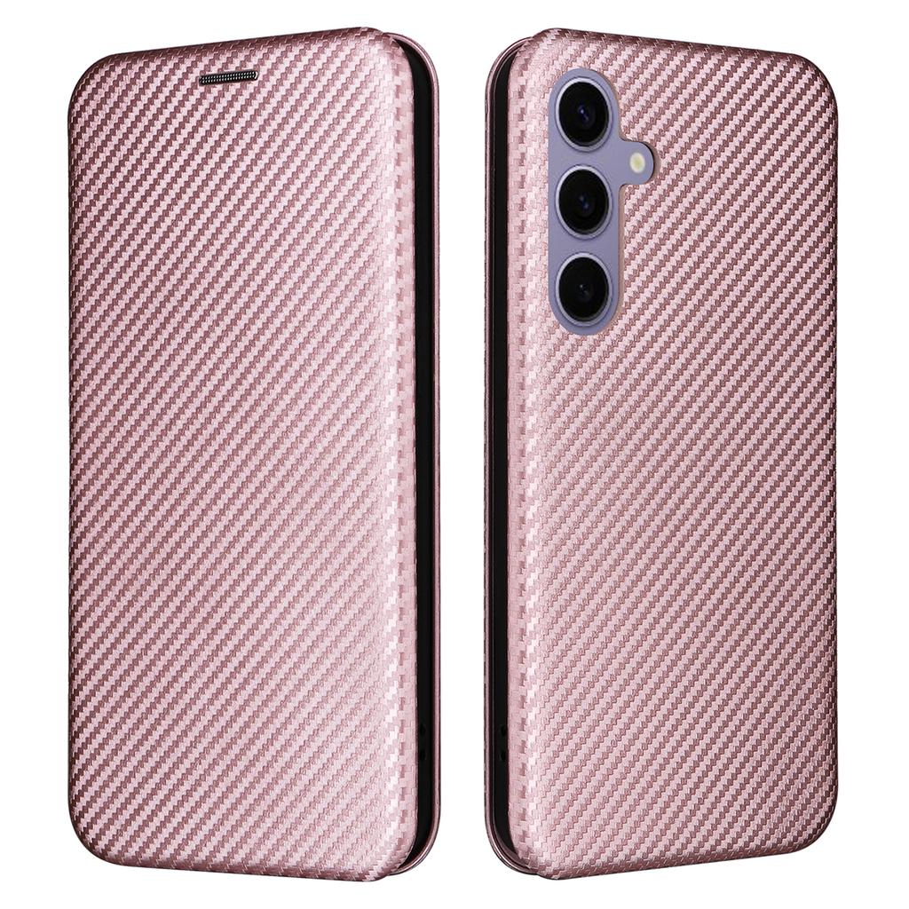 For Samsung Galaxy S25 FE Case Carbon Fiber Texture Drop-Proof PU Leather Phone Cover