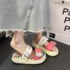Dopamine Graffiti Candy Color Slippers Women's Summer Wear New Niche Thick-bottomed Beach One-word Cool Slippers