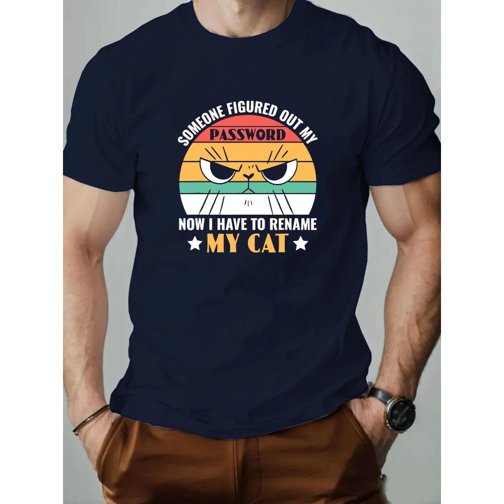 Мужская футболка 100% хлопок MY CAT Мультяшный принт Летняя с круглым вырезом Дышащая Оверсайз Футболка Повседневная мода Высококачественная одежда