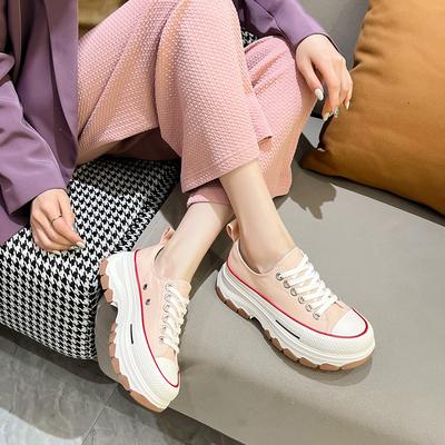 Нишевые дизайнерские парусиновые туфли с круглым носком, новые дышащие маленькие белые туфли на толстой подошве, повседневная универсальная спортивная обувь