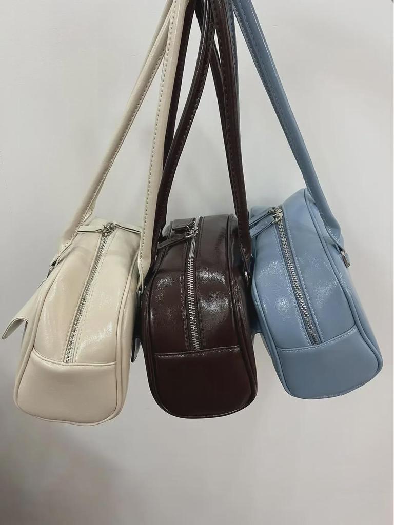 Korean Needle-Stunning Xu Yunzhen Style Waxed Leather Multi-Pocket Shoulder Bag