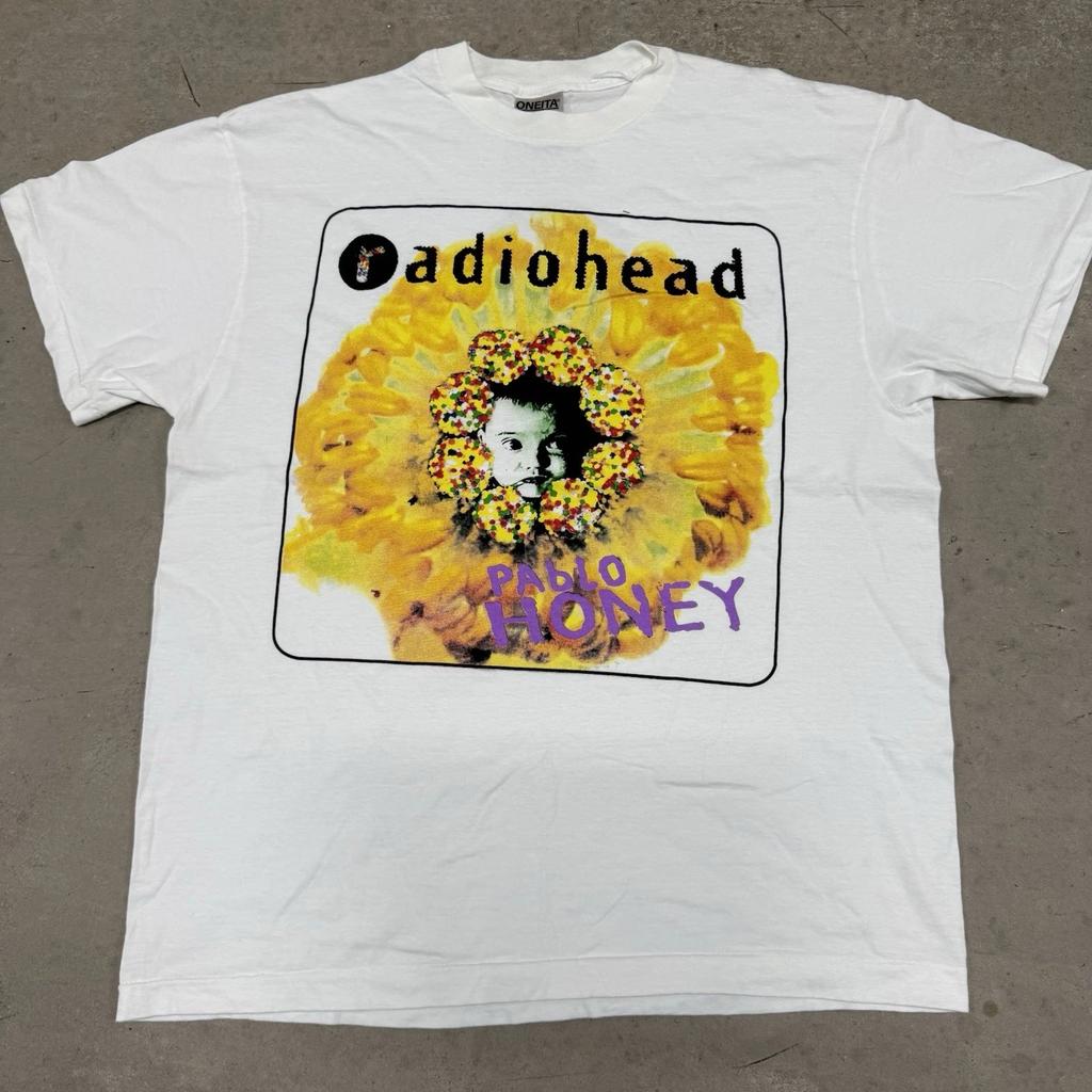 Винтажная футболка Radiohead Pablo Honey Tour Размер XL Свободный крой Бирка Brockum 1993 ПЕРЕПЕЧАТКА