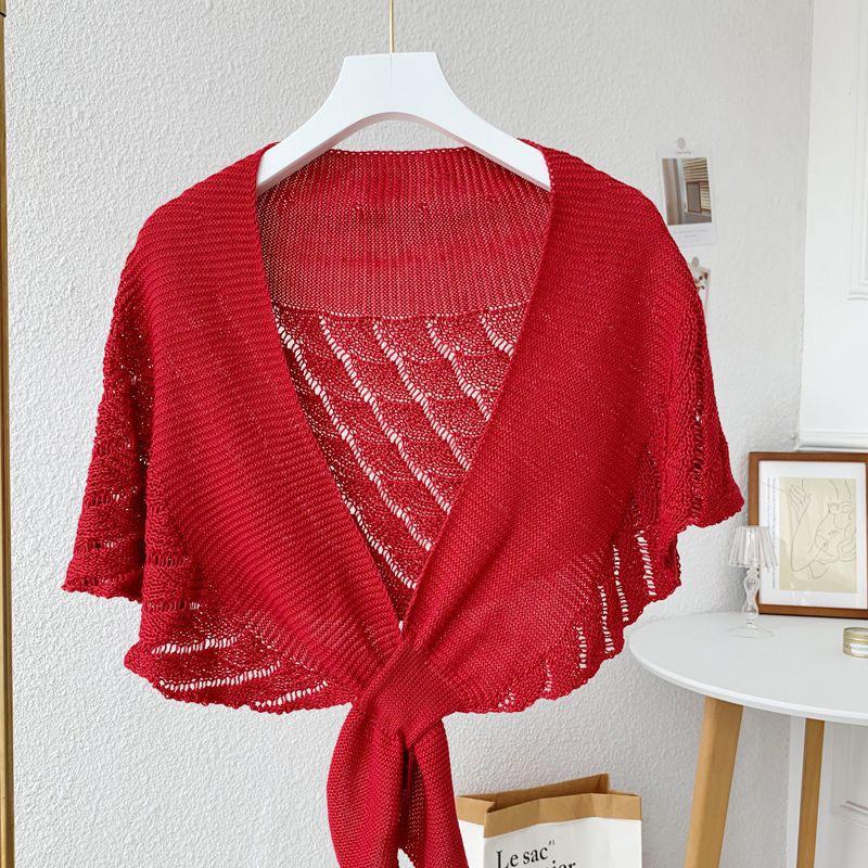 Women Knitted Warm Shawl Plain Neck Guard Scarves Solid Color Blouse Shoulders Fake Collars Summer Air-Conditioning Outer Tower