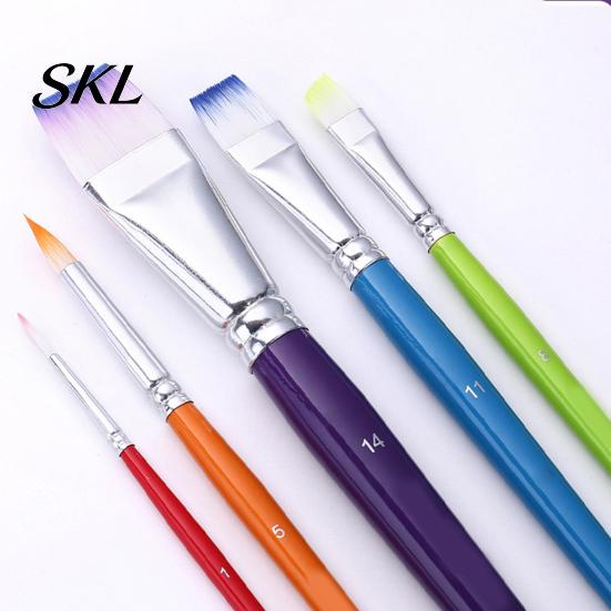 Face Painting Brushes 5Pcs/Set Paint Brush for Body Painting, Nylon Bristle with Non-slip Handle, Professional Oil Gouache Acrylic Watercolor Detailed