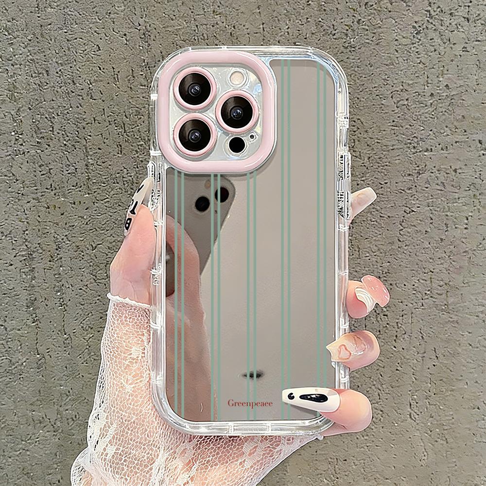 Чехол-зеркало с вертикальной полоской для iPhone 17 Air 16 Pro Max 17 15 14 13 12 11 8 Plus X XS, защитная задняя крышка