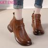 Fashion GKTINOO 2025 Autumn Women's Shoes Genuine Leather Boots Women Fashion Winter Boots Women Non-slip Warm Low Heel Shoes Women