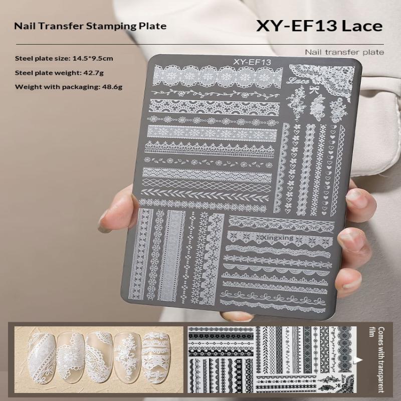 Nail Stamping Plate 1Pc Durable Stainless Steel Multi Design Nail Printing Tool for Manicure Lovers Home Use