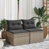 Garden Sofas Without Armrests with Cushions 2 Pcs Gray Poly Rattan