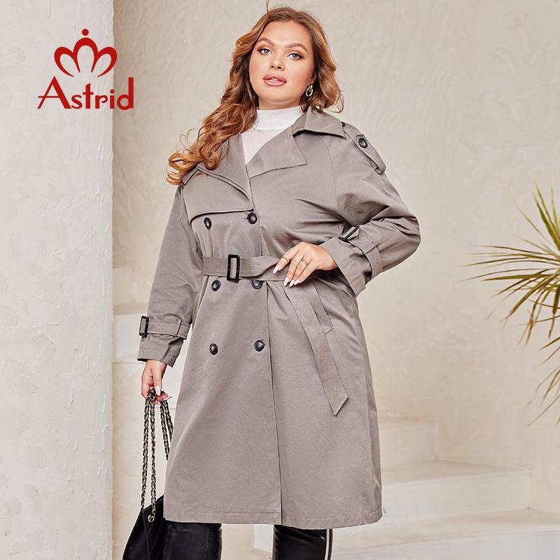 Astrid 2024 осенний длинный женский плащ, женская ветровка, двубортная верхняя одежда с поясом, пальто, женская куртка, одежда DS-7275