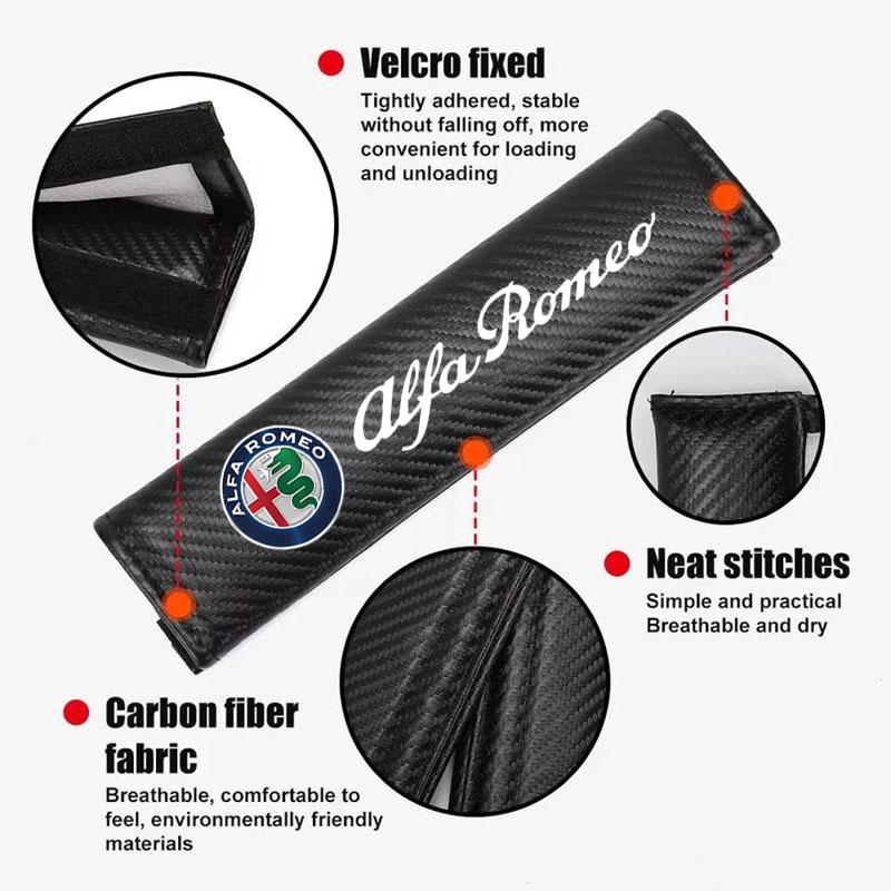 Car Seat Belt Shoulder Cover Breathable Protection Padding For Alfa Romeo giulia stelvio giulietta 159 147 156 166 Accessories q2