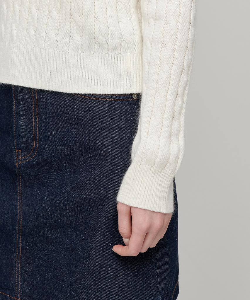 MUSINSA STANDARD WOMAN Women'S Angora Blend Cable Crew Neck Knit [Ivory]