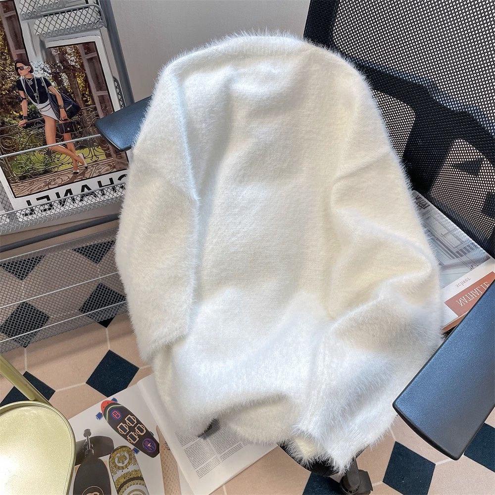 Унисекс Свитер из высококачественной норки с вязаным черепом - Модный уличный стиль