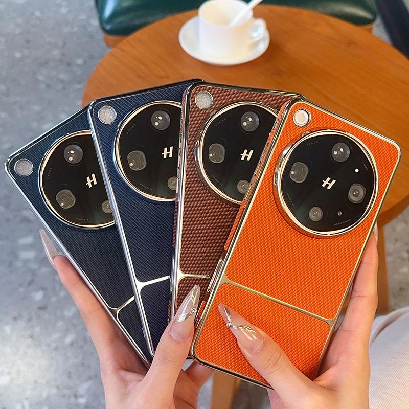 Plating For OPPO Find X9 Ultra Phone Case PC Leather Hard Shell Protective Fashion Shockproof Back Cover