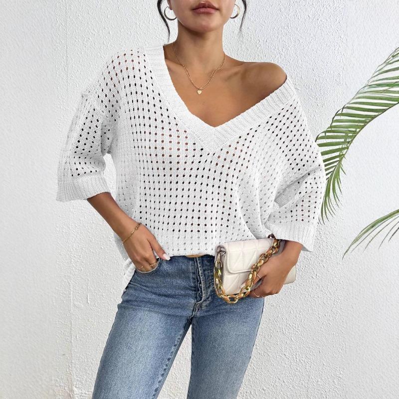 Женский повседневный топ с V-образным вырезом и рукавом пять четвертей