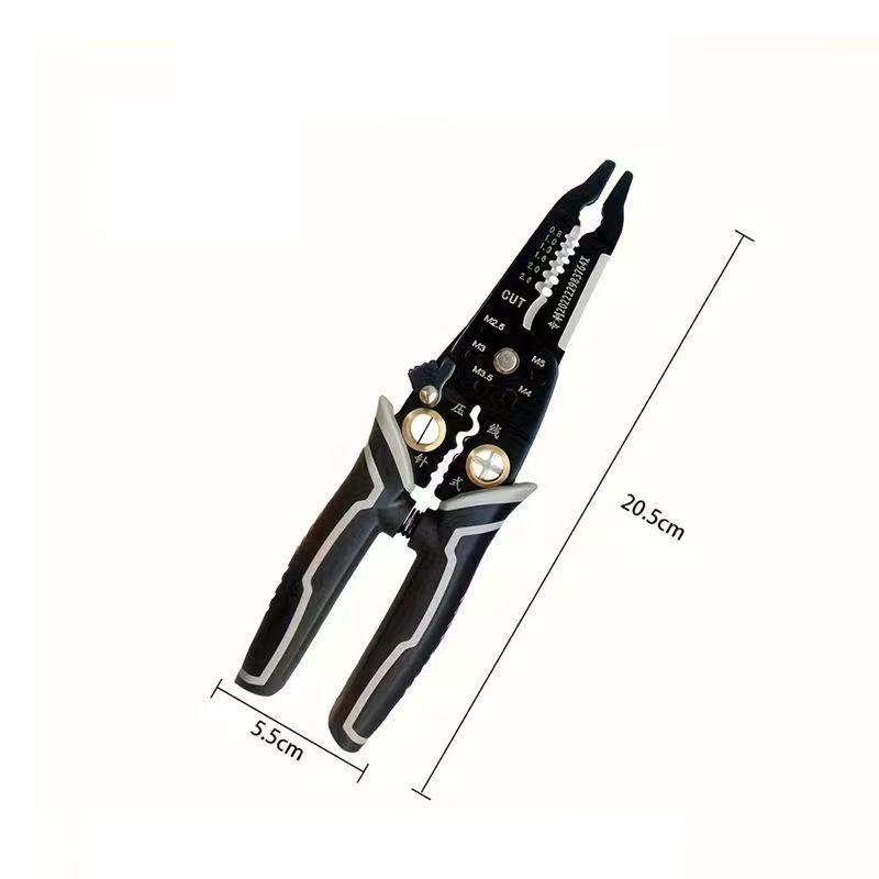 1pc 9-in-1 Multifunctional Electrician Wire Strippers Terminal Crimping Pliers Branching Winding Cutting Pliers Hardware Tools