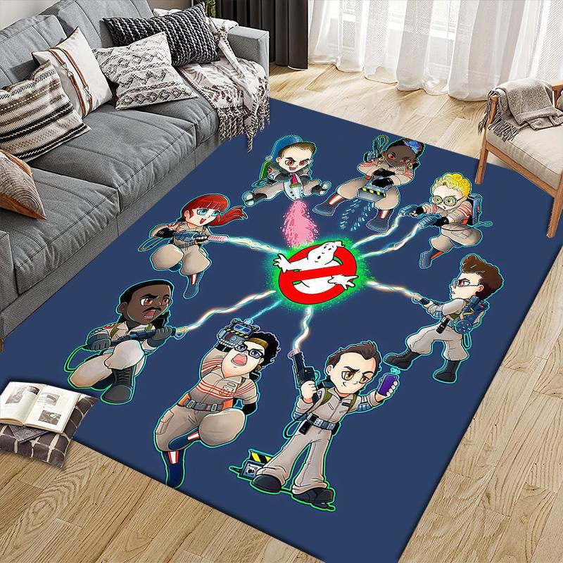 Ghostbusters Flannel Pattern Square Carpet,Area Rug,Carpet Rug for Living Room Bedroom Sofa Playroom Decor,Non-slip Floor Mat