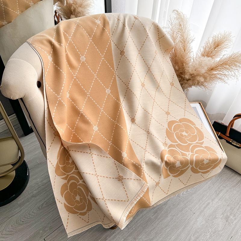 Cashmere Scarf Women Design Thick Blanket Pashmina Warm Shawl Wrap Neckerchief Female Plaid Bufanda Winter Bandana