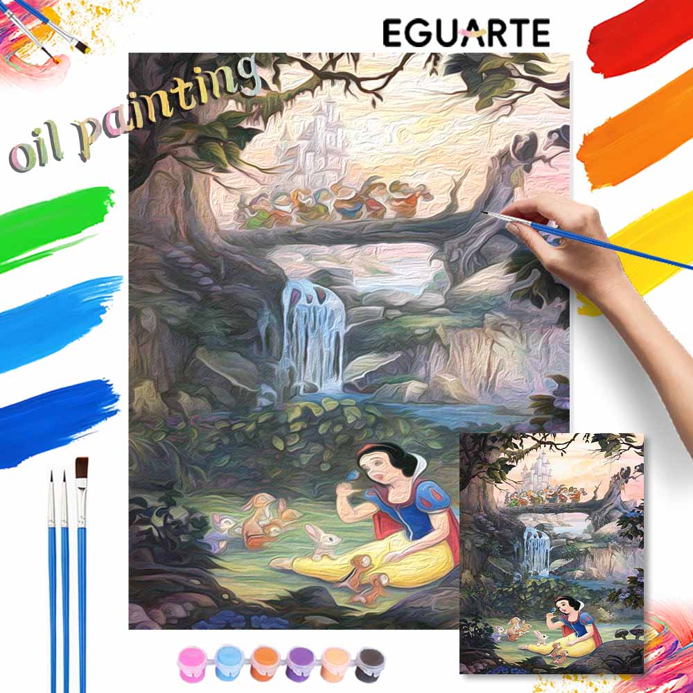 Disney Snow White Seven Dwarfs digital oil painting diy handpainted coloring painting home decoration gift wall art 130 characters!