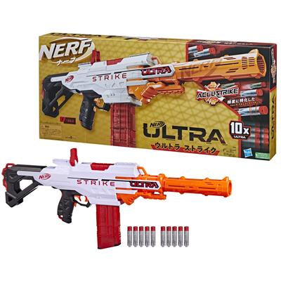 Электрический бластер Nerf Ultra Strike с 10 стрелами AccuStrike и магазином на 10 стрел, F6024, и встроенным прицелом. Аутентичная игрушка для стрельбы, а