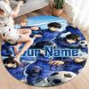 Blue Lock Soccer Custom Name Round Area Rug Carpet Rug For Living Room Bedroom Sofa Playroom Decor Nonslip Floor Mat
