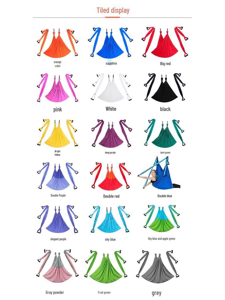 Гамак для воздушной йоги с 6 ручками - Неэластичный нейлон для студийной инверсионной фитнес-тренировки