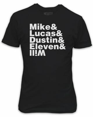 Mike Lucas Dustin Eleven Will Black T-Shirt Stranger Things Inspired
