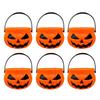 6PCS Set 6cm Size Halloween Pumpkin Jar With Lid Mini Basket Pumpkin Bucket Triangular Eyes Trick Or Treat Buckets Holiday Props