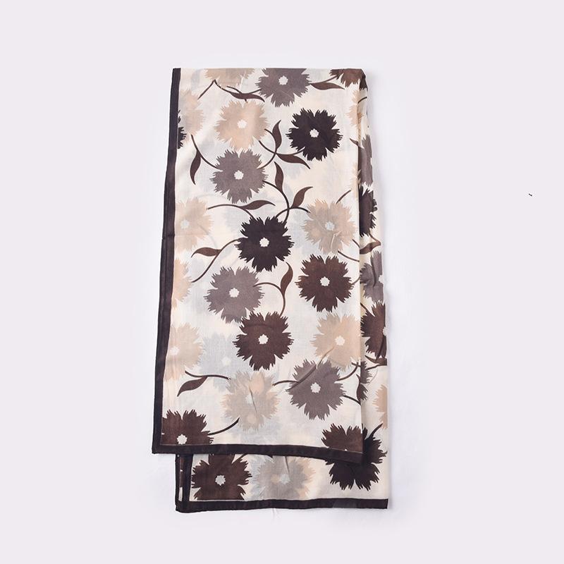Шарф из искусственного хлопка и льна для женщин, модный весенне-летний, тонкий, пасторальный, с цветочным принтом, шелковый шарф, высококачественная шаль для темперамента