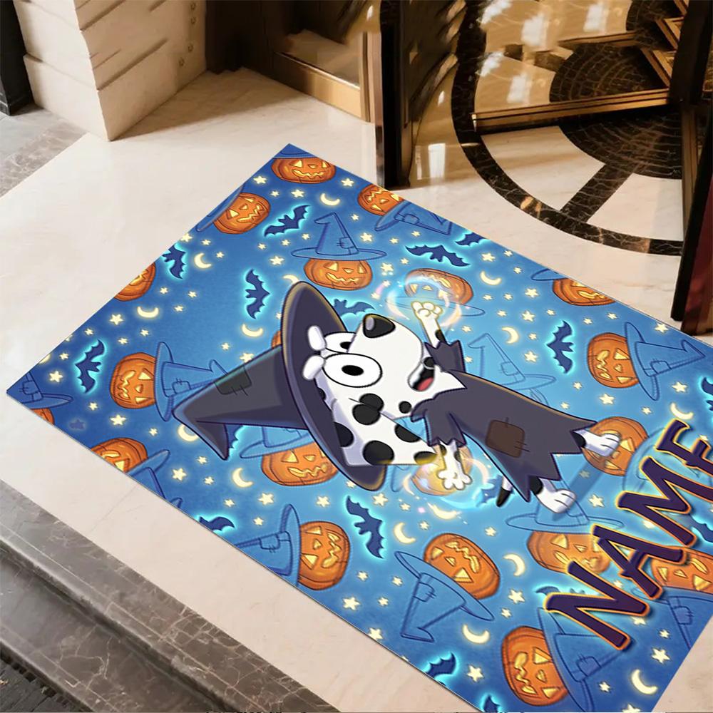 Christmas Bluey Family Customizable Name Floor Mat Suitable for Kitchen Hallway Balcony Outdoor Anti-slip Rug Decorate Offices Wedding Party Gift