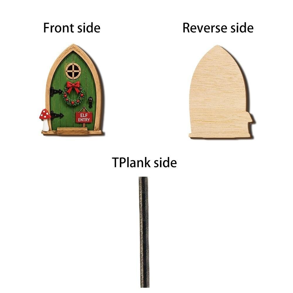 Creative Design Fairy Garden Gate Wooden Dollhouse Decorations Novelty Wooden Elf Door Home Decor