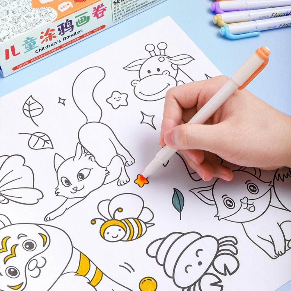Toys Graffiti Scrolls Watercolor Paper Blank Coloring Color Filling Paper Children's Drawing Roll
